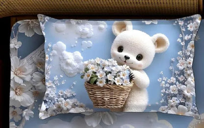 Premium 7D Digital Teddy Bear King Size Bedsheet with 2 Pillow Cover